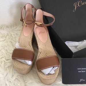 NWT Jcrew leather platform wedge espadrilles